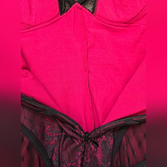 BEBE Bodice Style Black Lace Trimmed  Dress With Pink Underlay. Size Medium - Picture 9 of 12